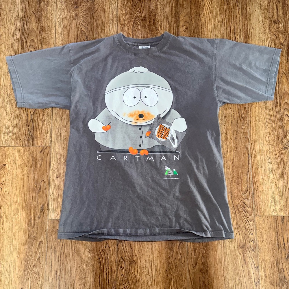 Vintage 1998 South Park Cartman Cheesy Poofs T-Shirt XL Gray Comedy Central
